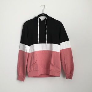 Mauve White and Black Pullover Hoodie